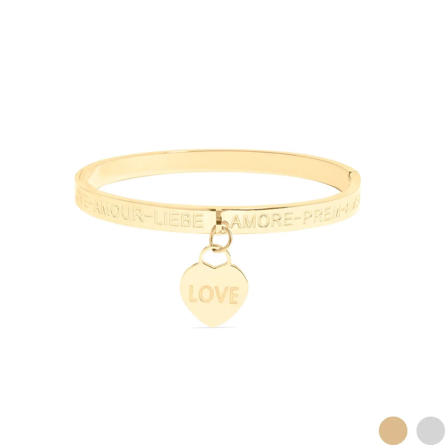 Gold Amore Love Charm Bangle