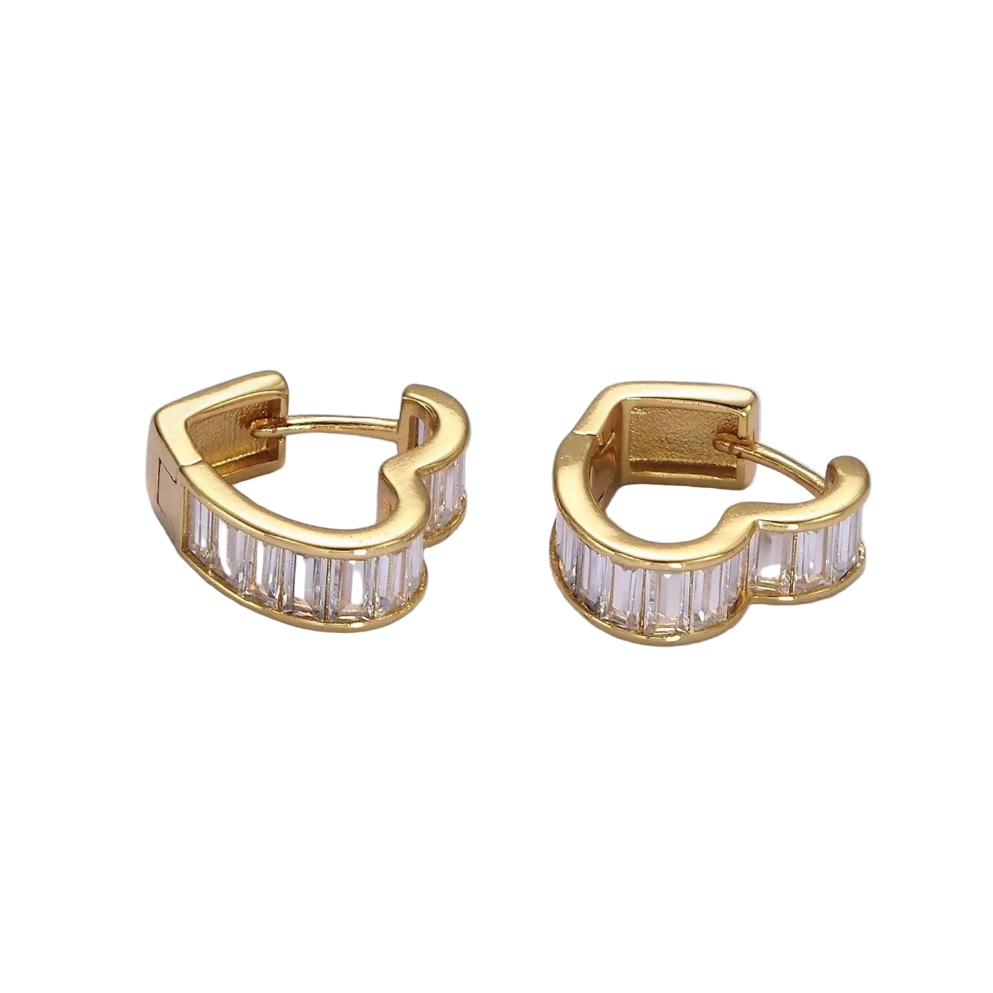 Baguette Heart Huggie Earrings