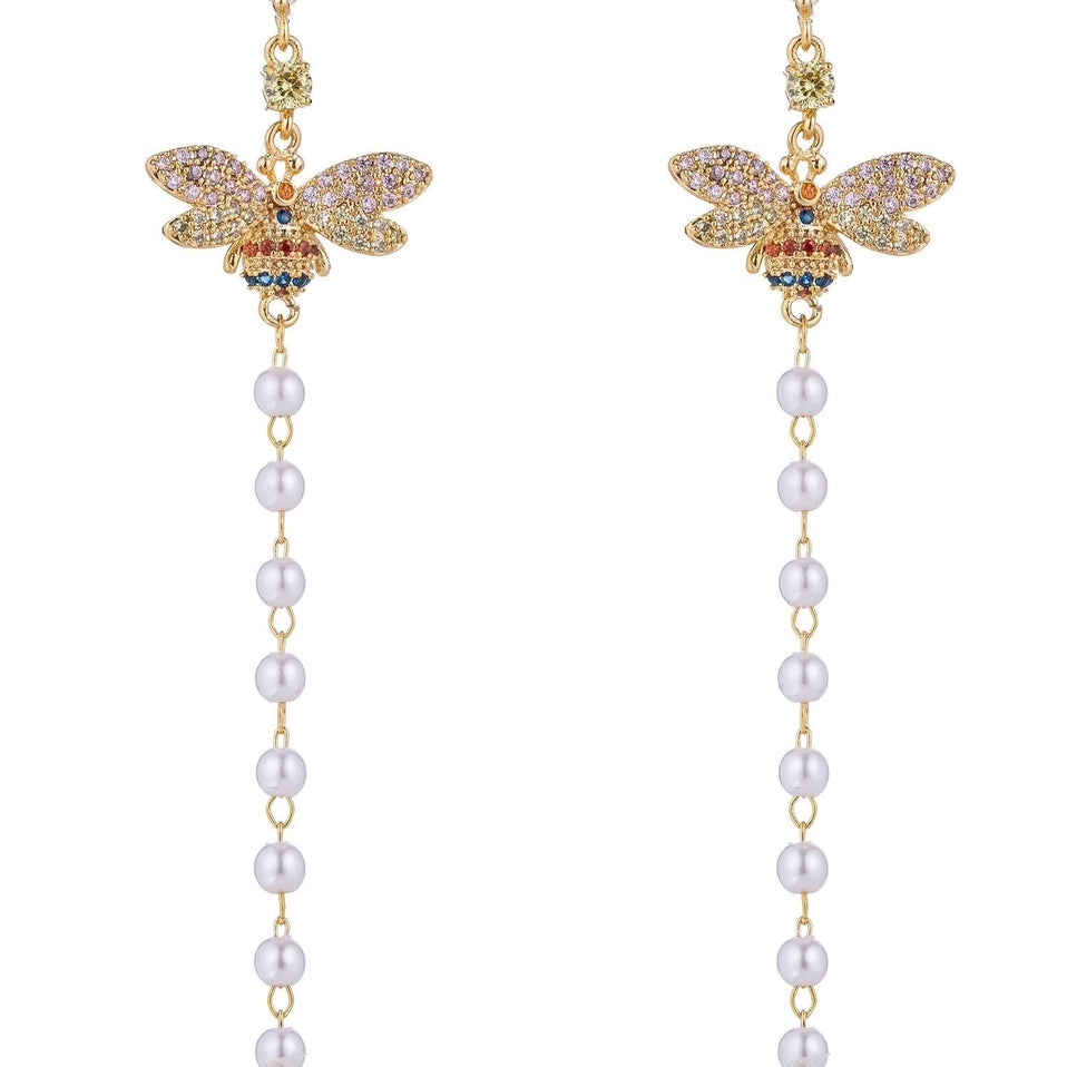 Pearl Drop Bee Earrings