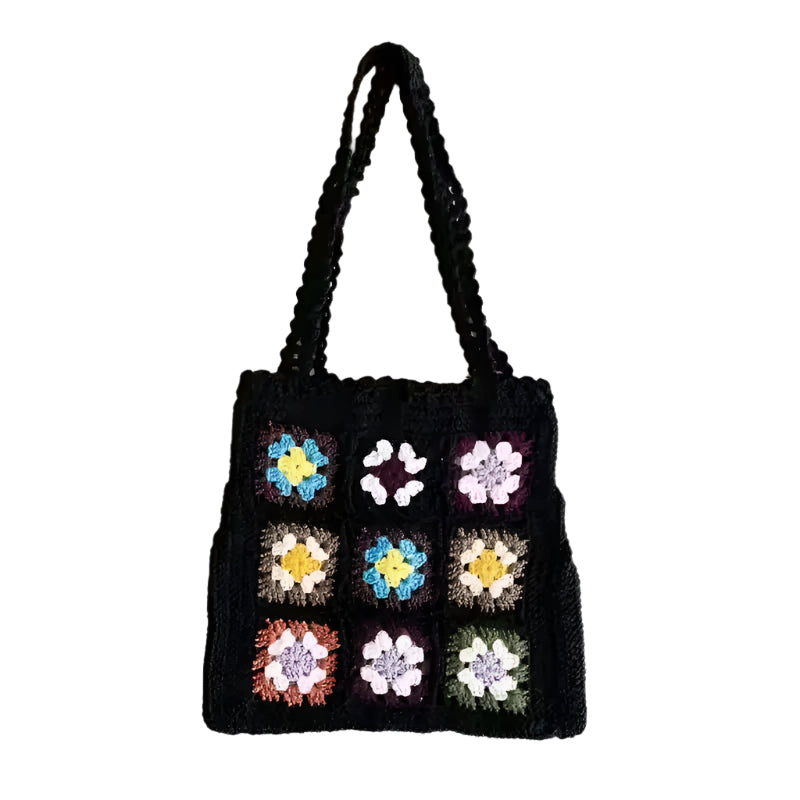 Crochet Boho Summer Tote- Black
