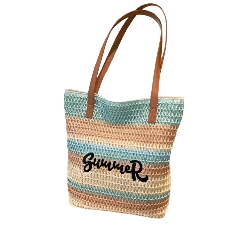 The Embroidered Beach Tote- Aqua