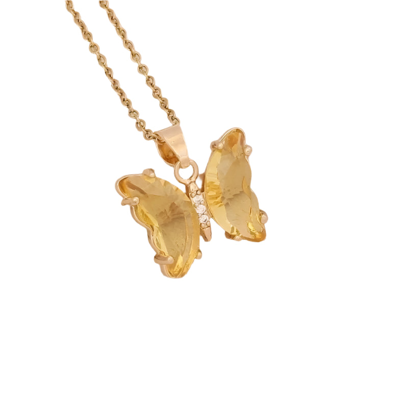 Crystal Butterfly Necklace- Yellow