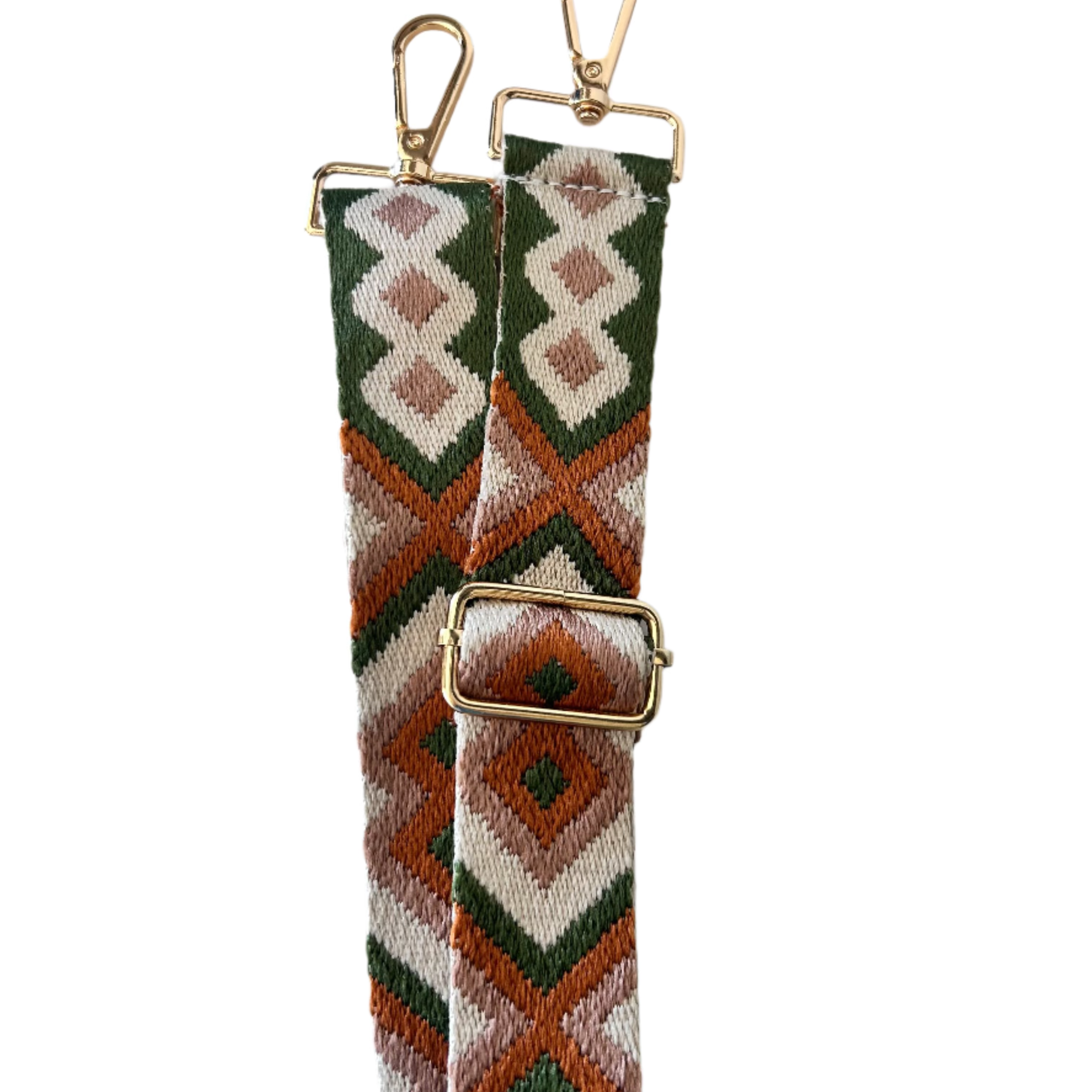 Bag Strap- Mauve/ Army Green