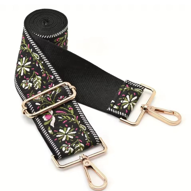 Purse Strap- Fuchsia/Blk