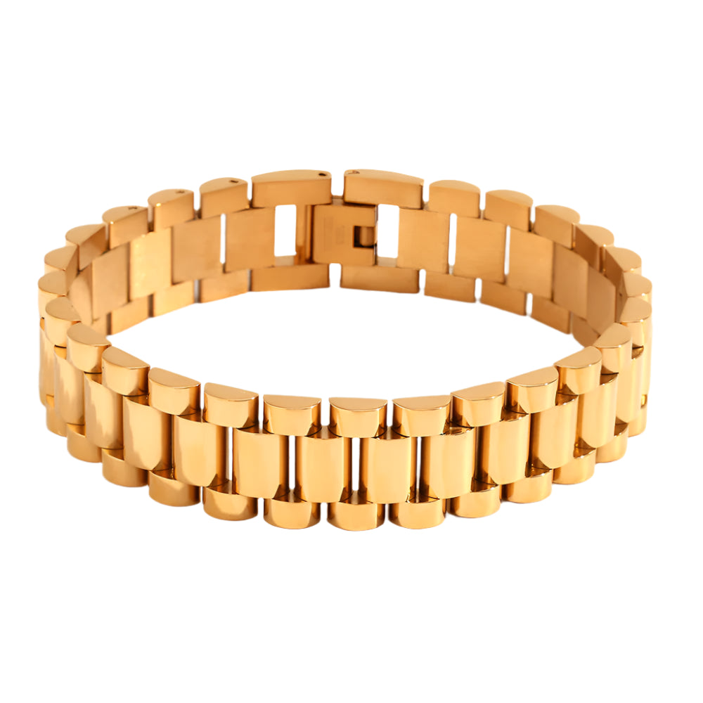 Gold Plated Watch Band Bracelet- Gold Finish