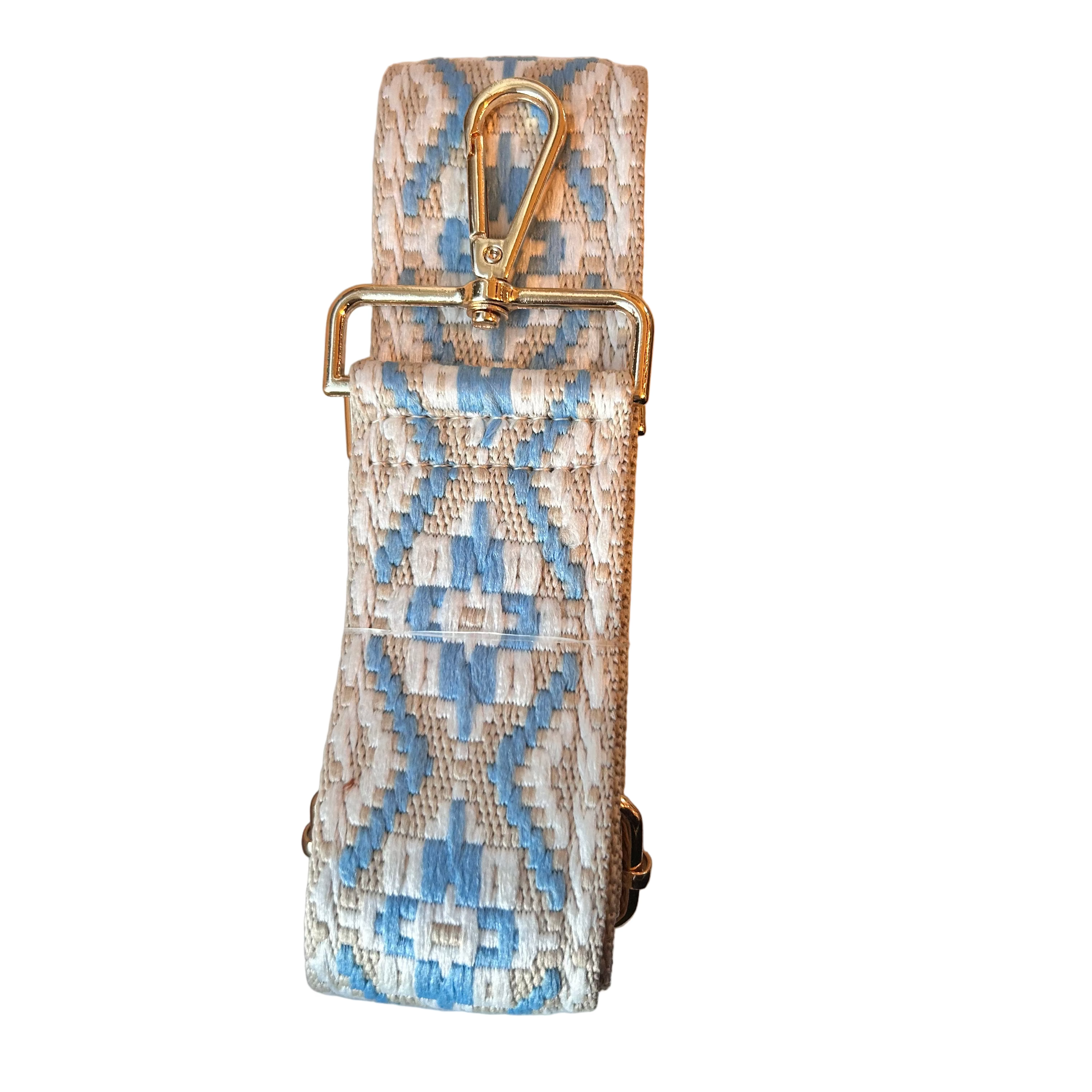 Bag Strap- Sky Blue/ Beige
