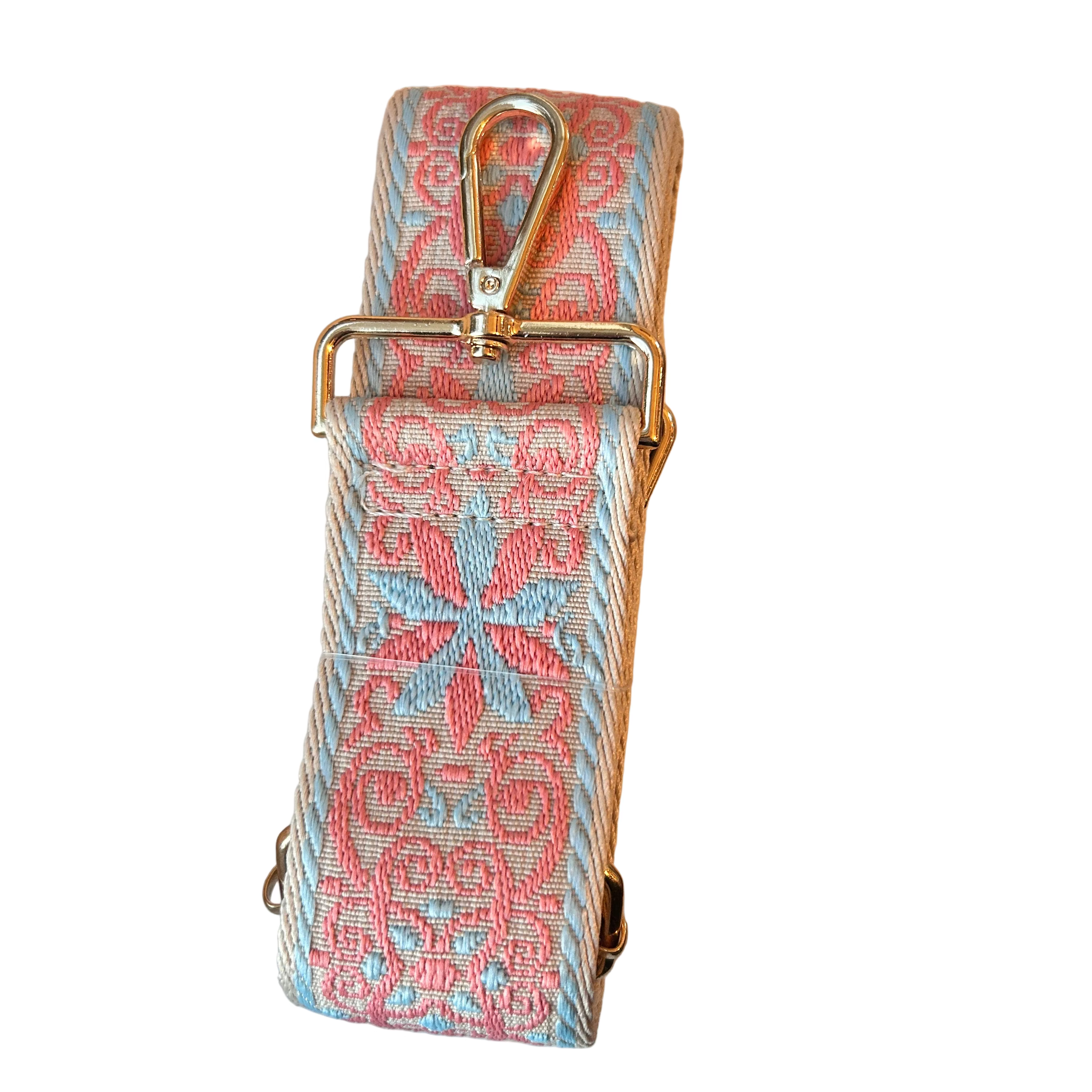 Bag Strap- Aqua/ Pink