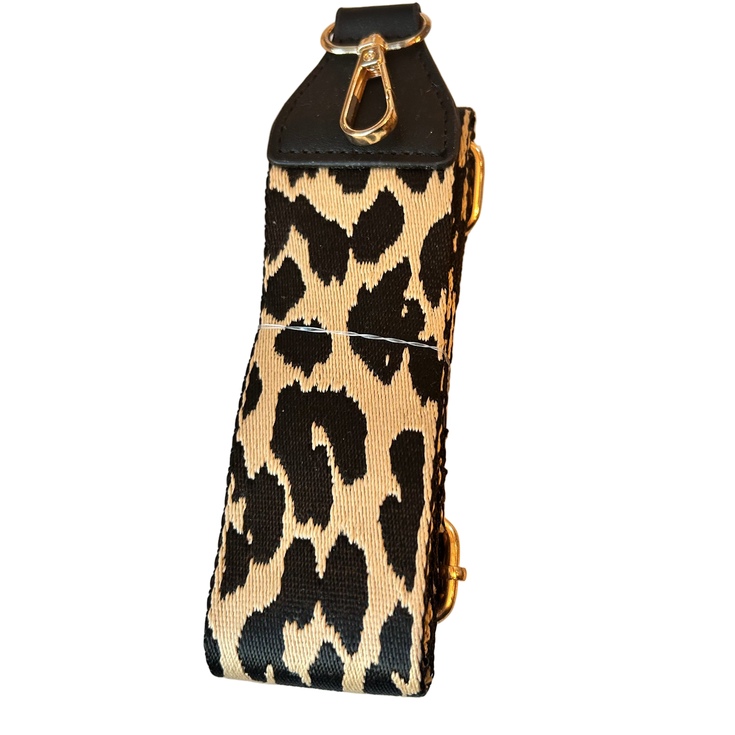 Bag Strap- Black/ Sand Leopard
