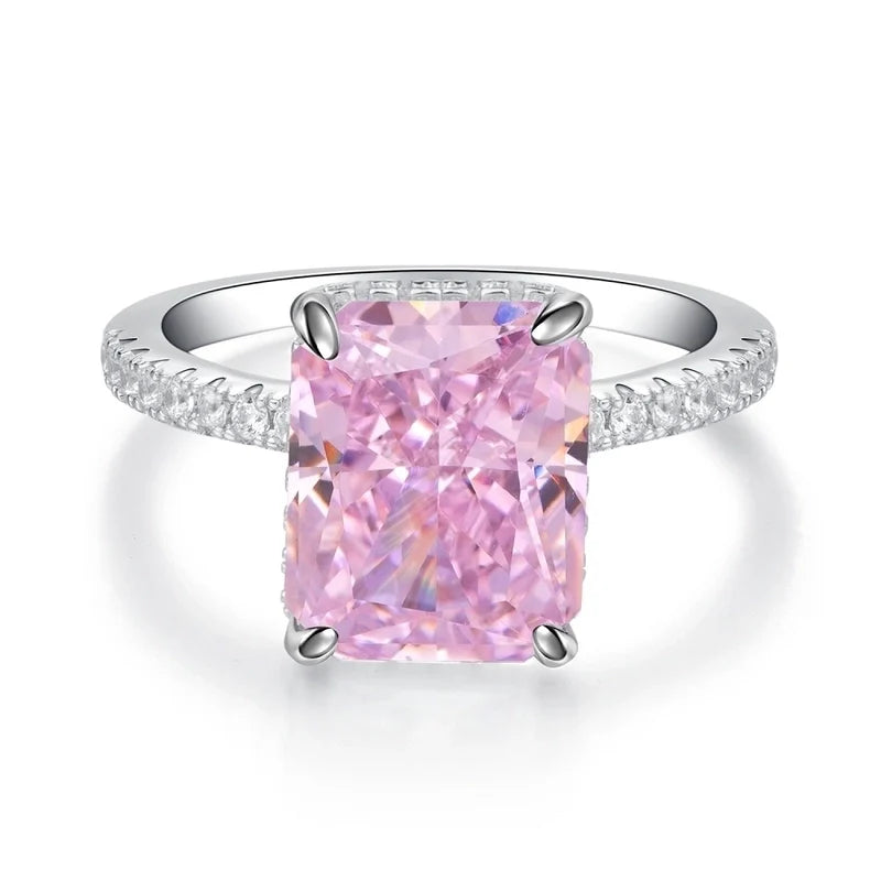 Princess Cut Solitaire Ring- Pink