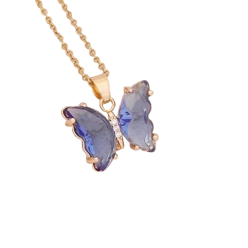 Crystal Butterfly necklace- Sapphire Blue