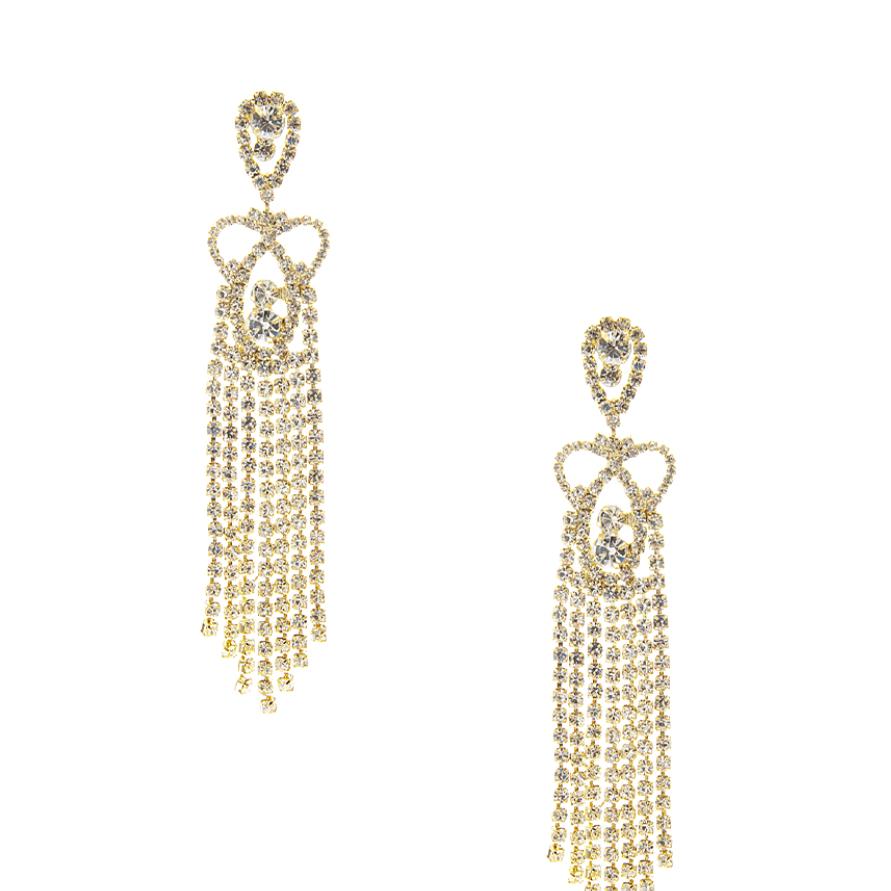 Rhinestone Bow Chandeliers- Gold