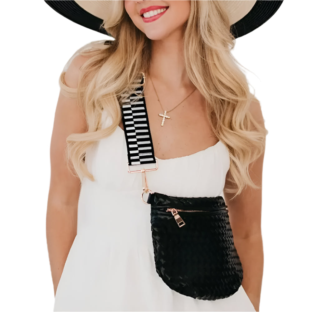 The Westlyn Woven Crossbody Bum Bag- Solid Black