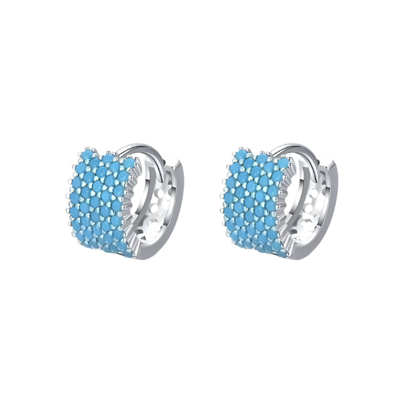 Turquoise & Silver Huggie Earrings