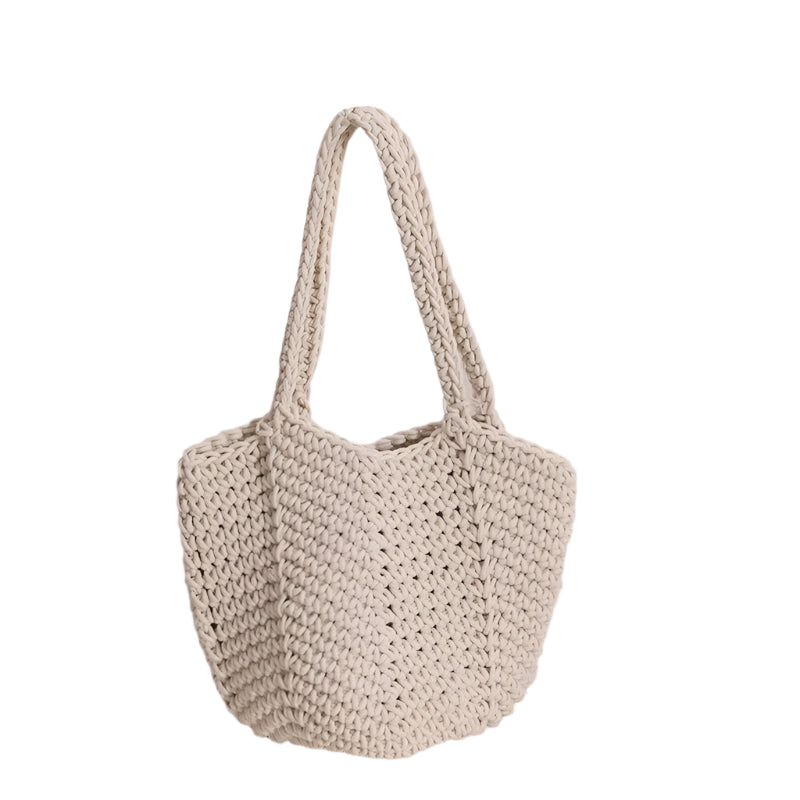 Summer Woven Bucket Bag- White