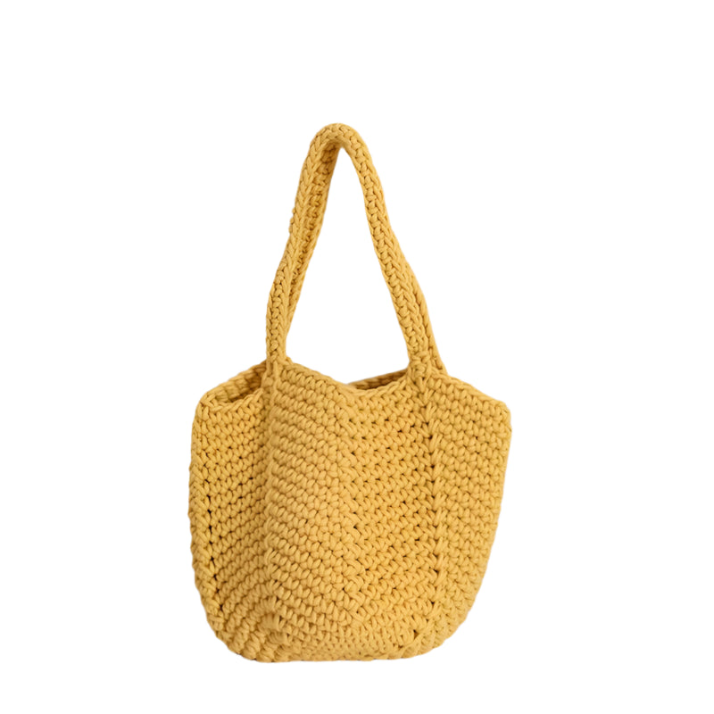 Summer Woven Bucket Bag- Yellow