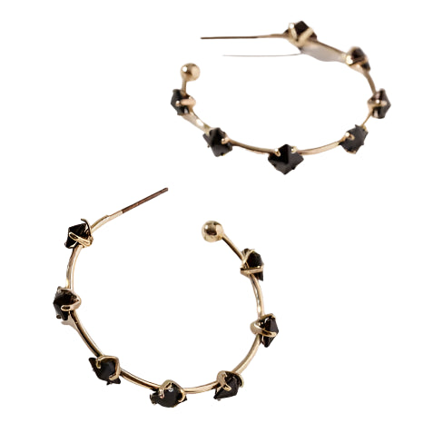 Cubic Stone Hoops- Black