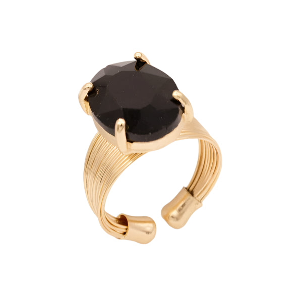 Solitaire Wire Ring- Black & Gold