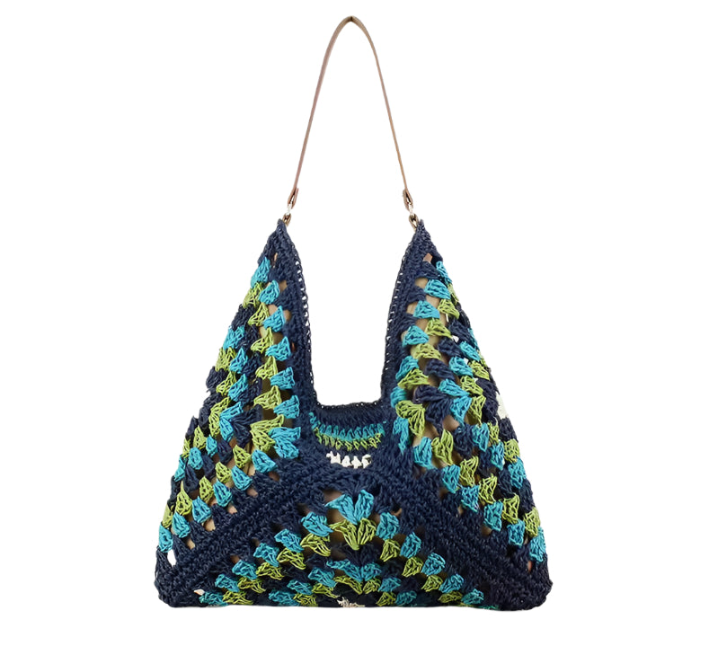 Woven Gypsy Shoulder Bag- Blue