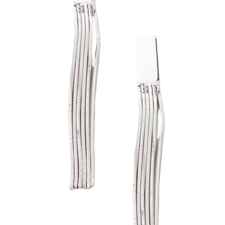 Box Fringe Earrings- Silver
