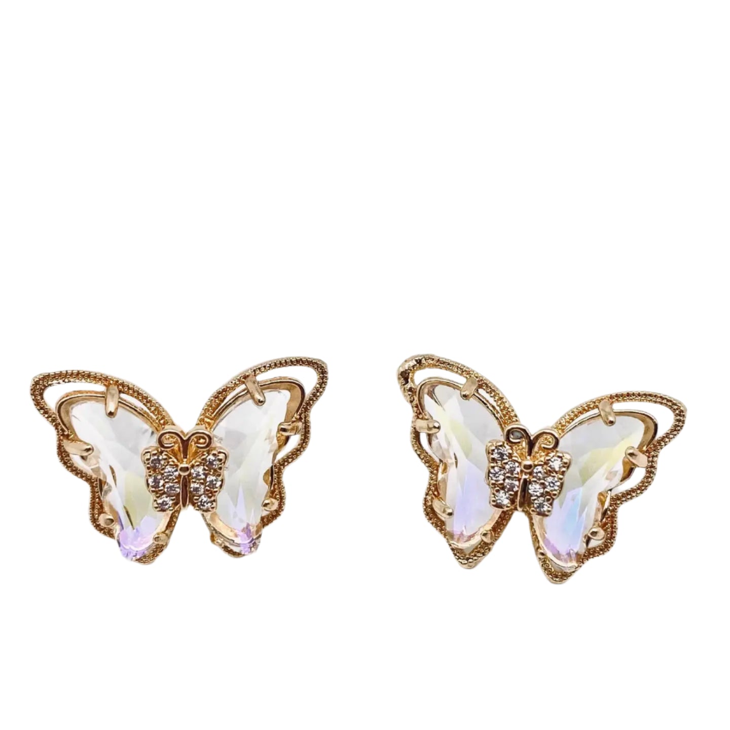Clear Gold Stud Butterflies