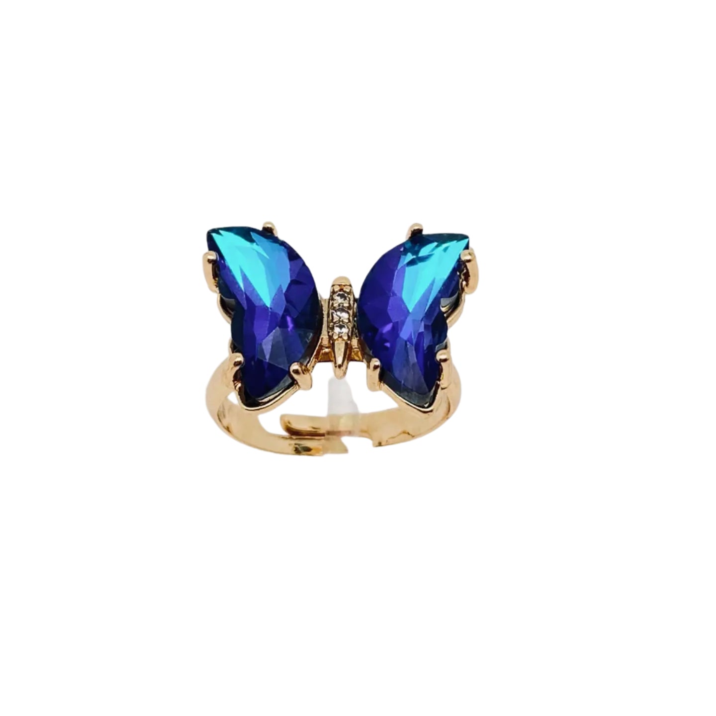 Glass Butterfly Ring- Cobalt Blue