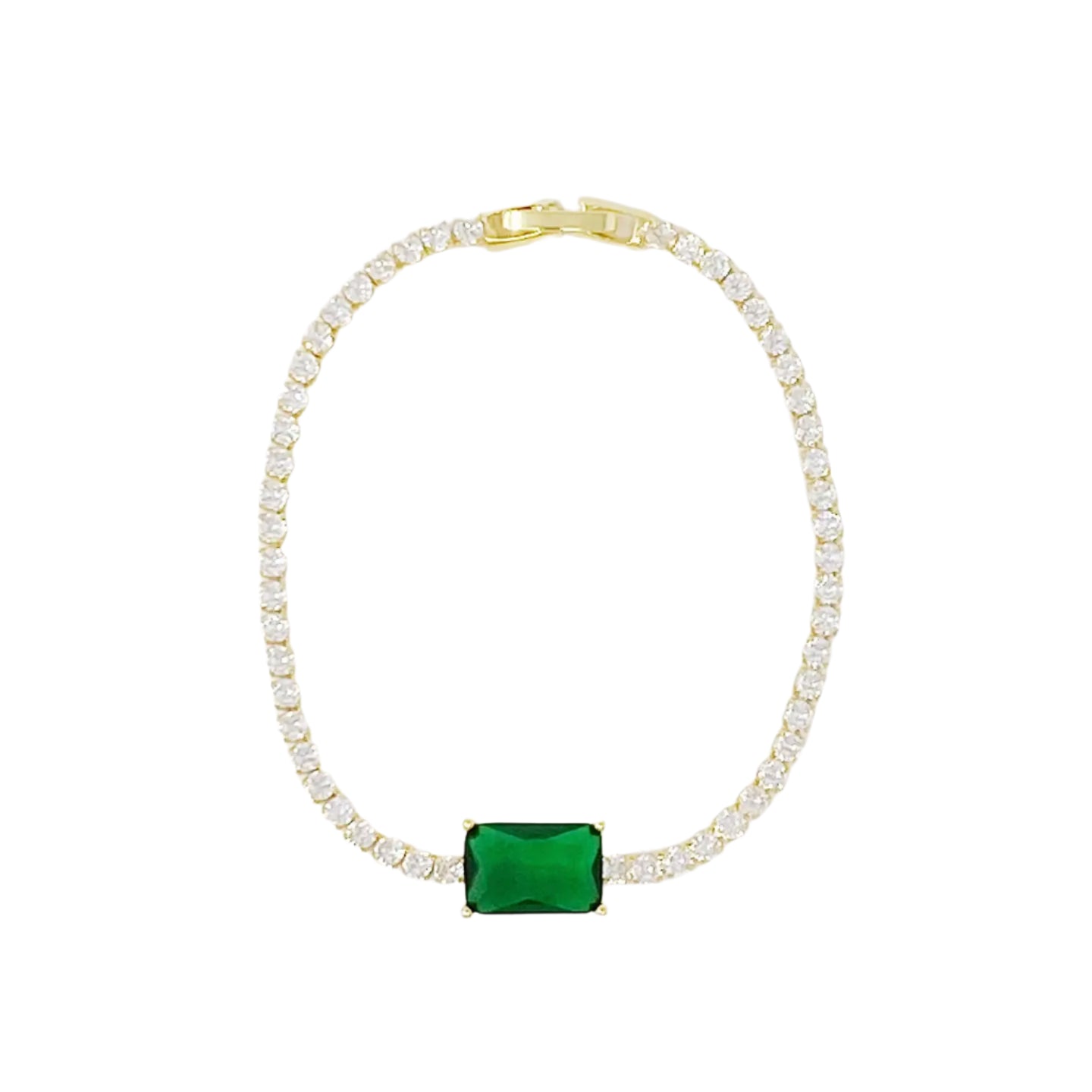 Rhinestone Tennis Bracelet- Emerald