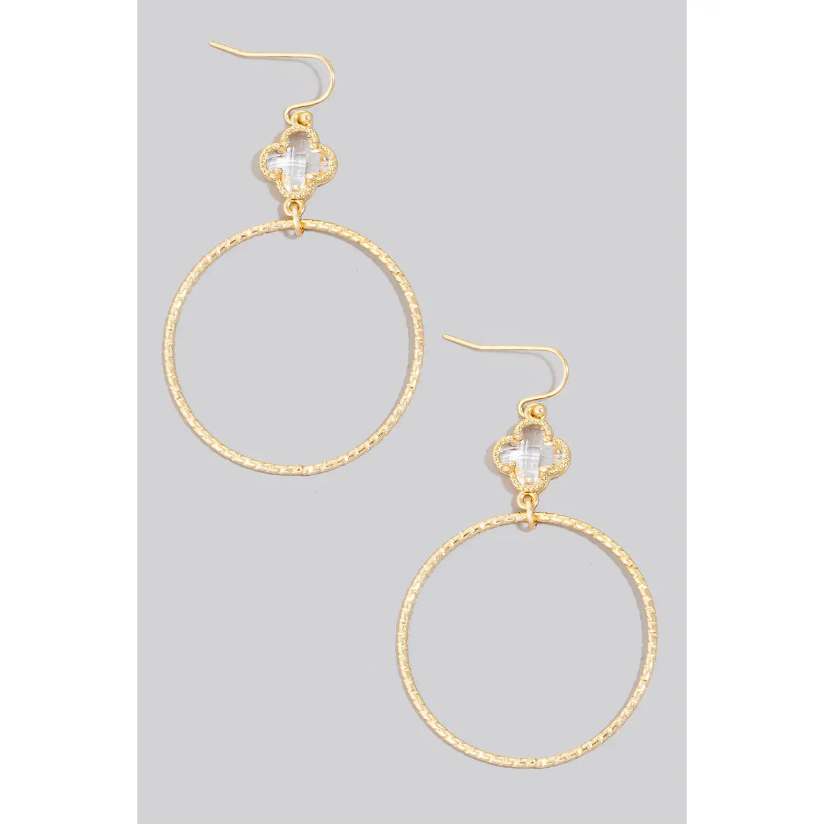 Gold Clover Hoops