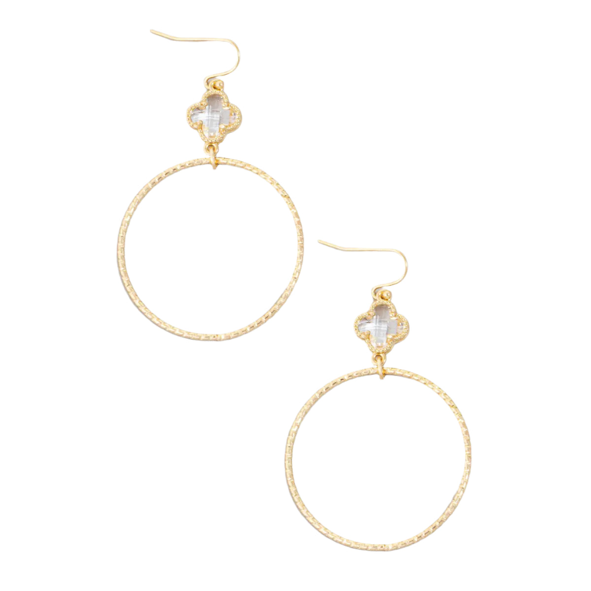 Gold Clover Hoops