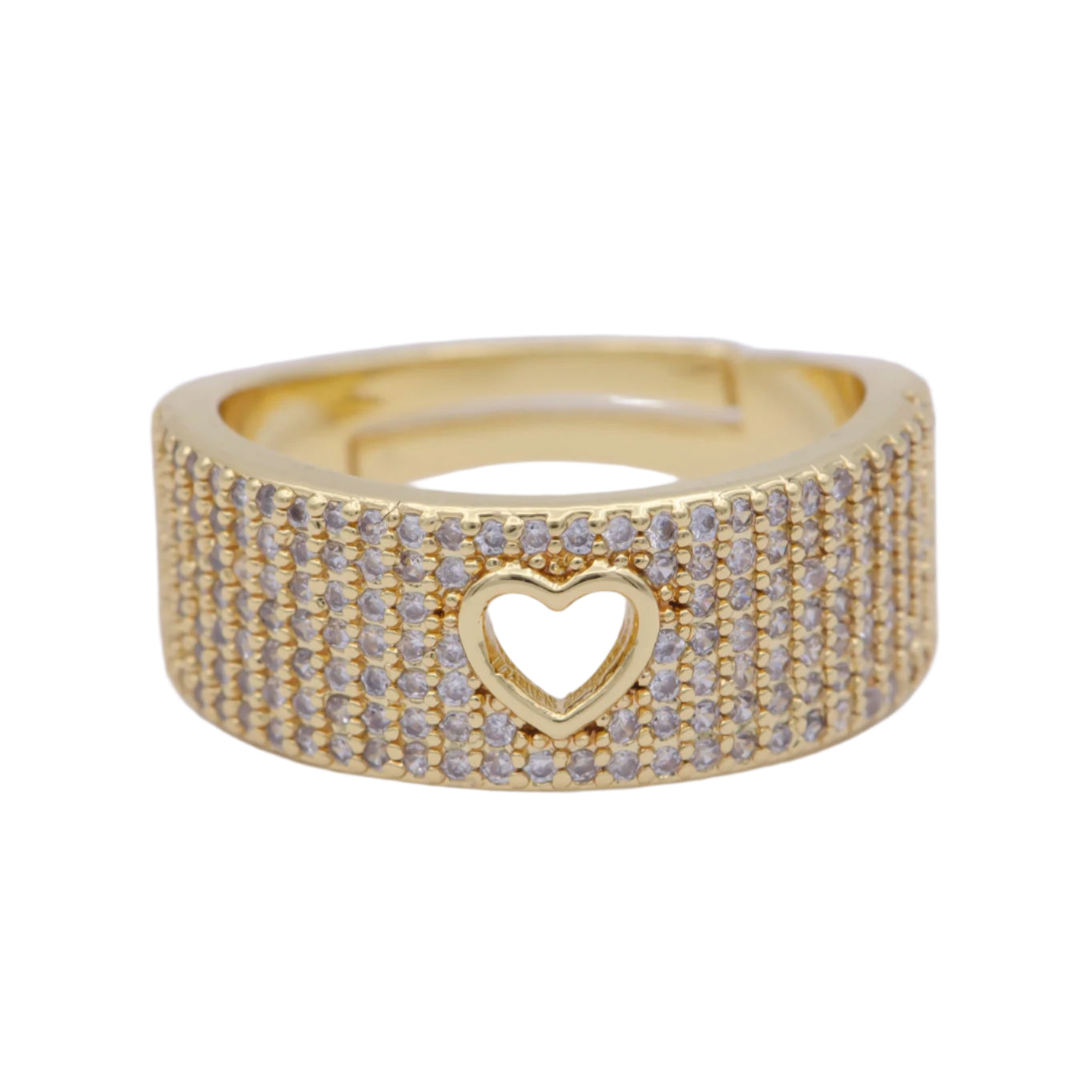 Gold Rhinestone Heart Ring
