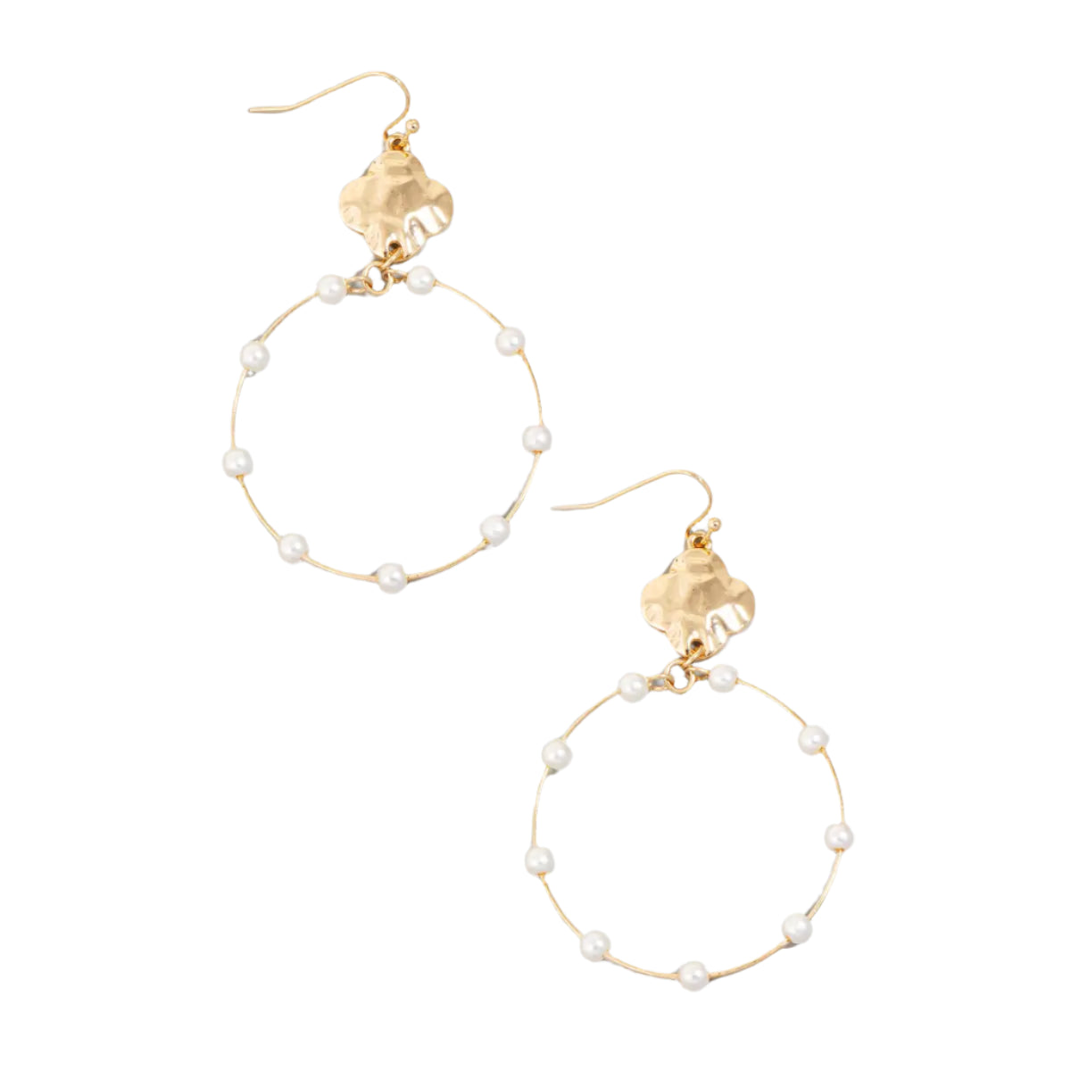 Hammered Pearl Hoops
