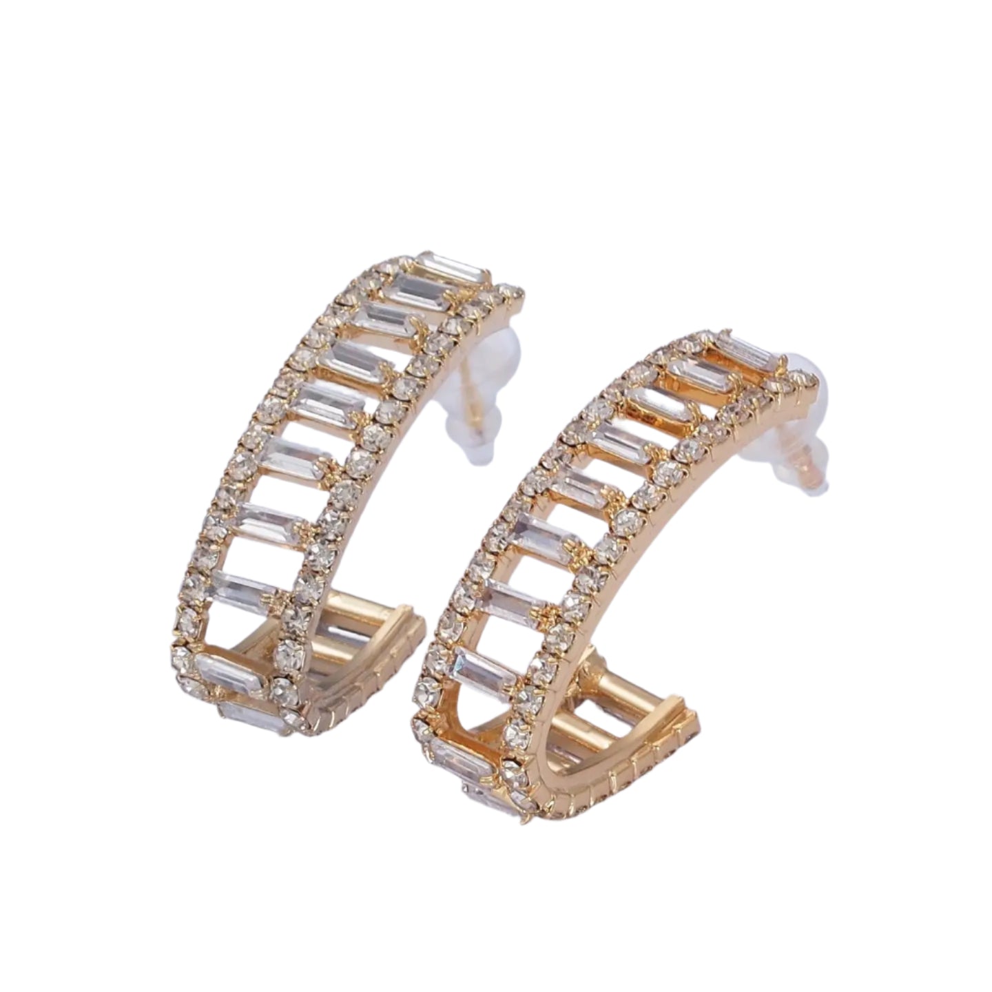 Double Baguette Crystal Earrings