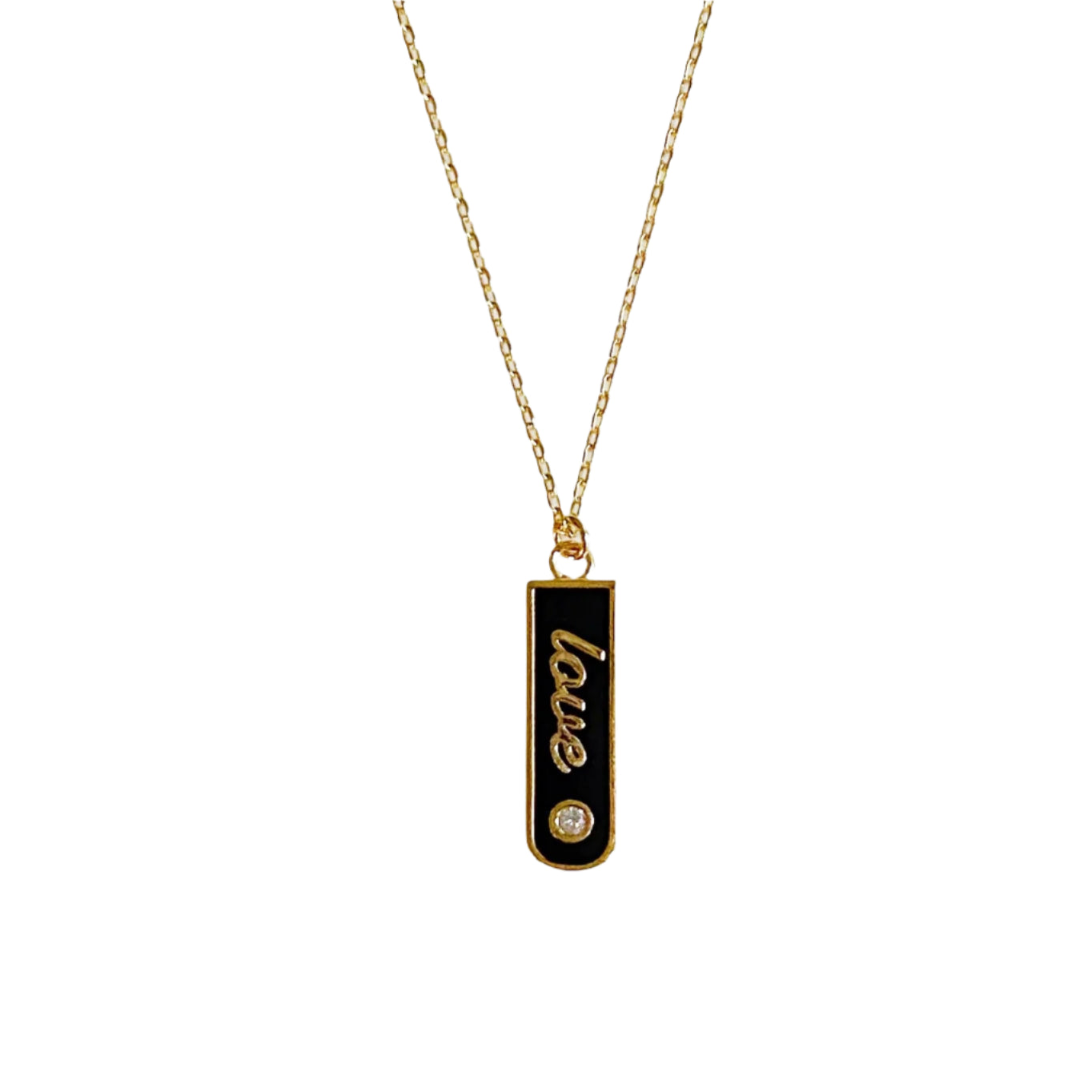 Love Tag Necklace- Black