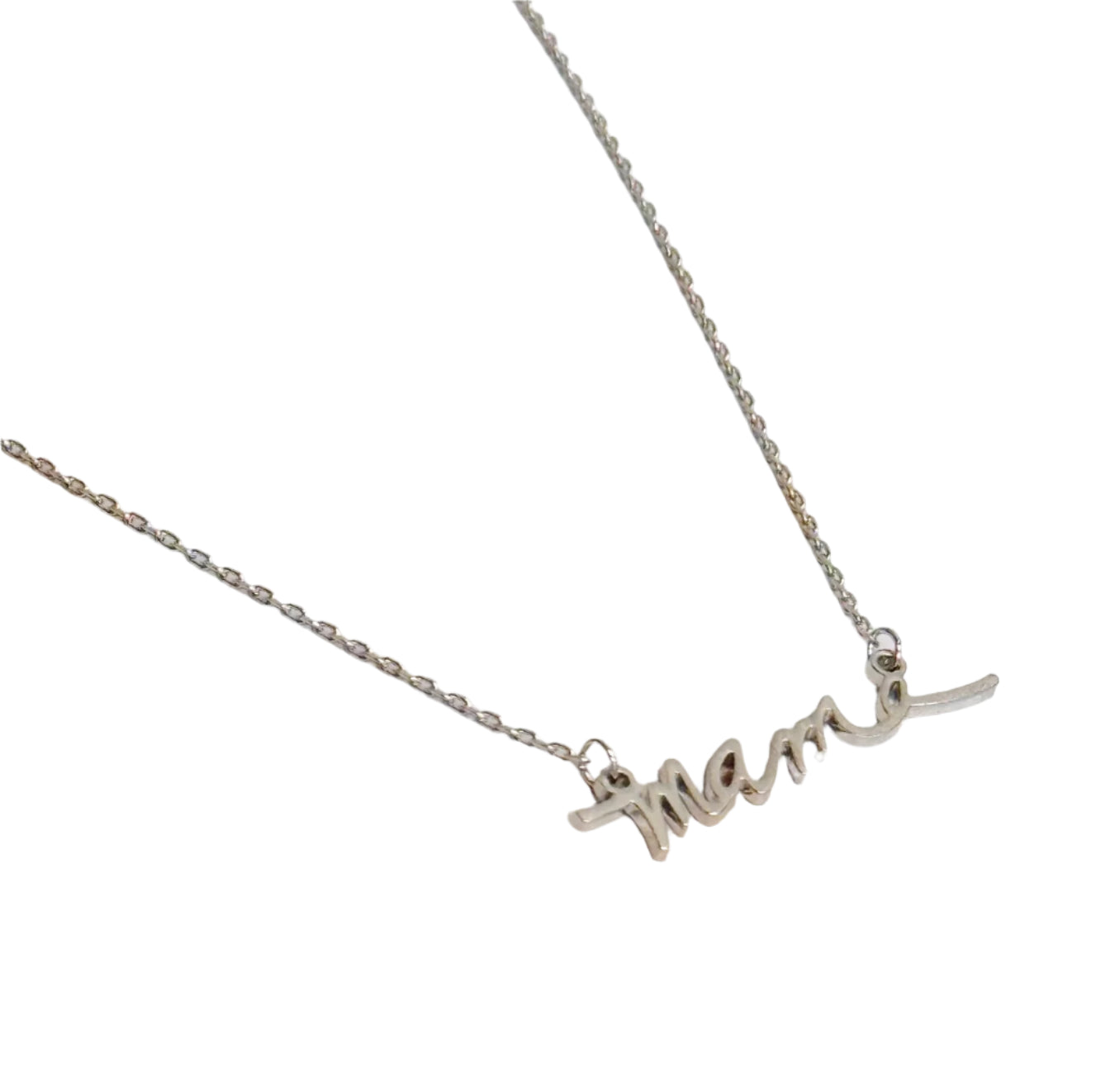 Silver Script Mama Necklace