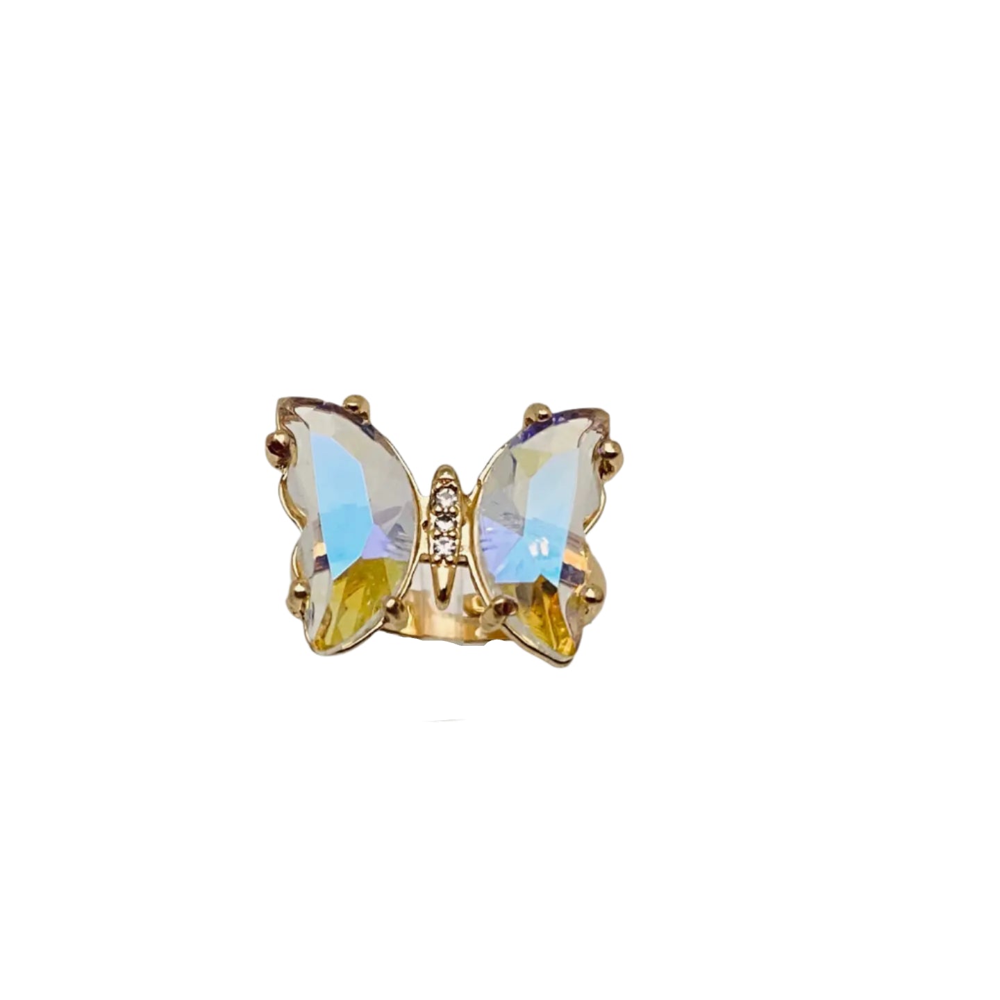 Glass Butterfly Ring- Multi Clear