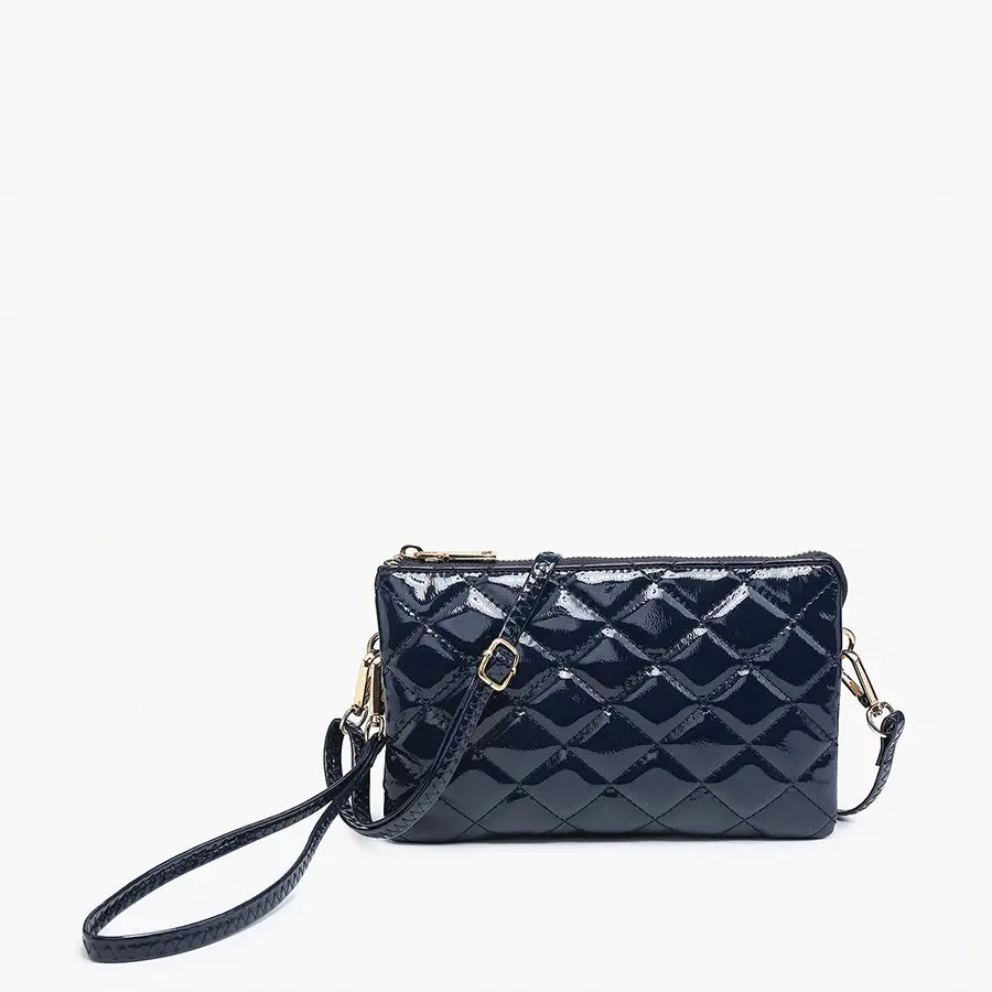 The Glossy Fallon Crossbody/ Wristlet- Navy
