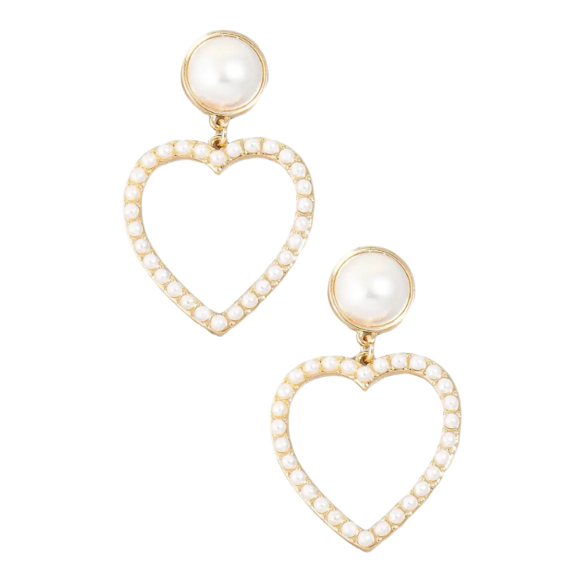 Pearl Heart Drop Earrings