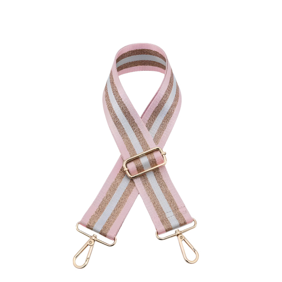 Bag Strap- Pink/Gold Stripe