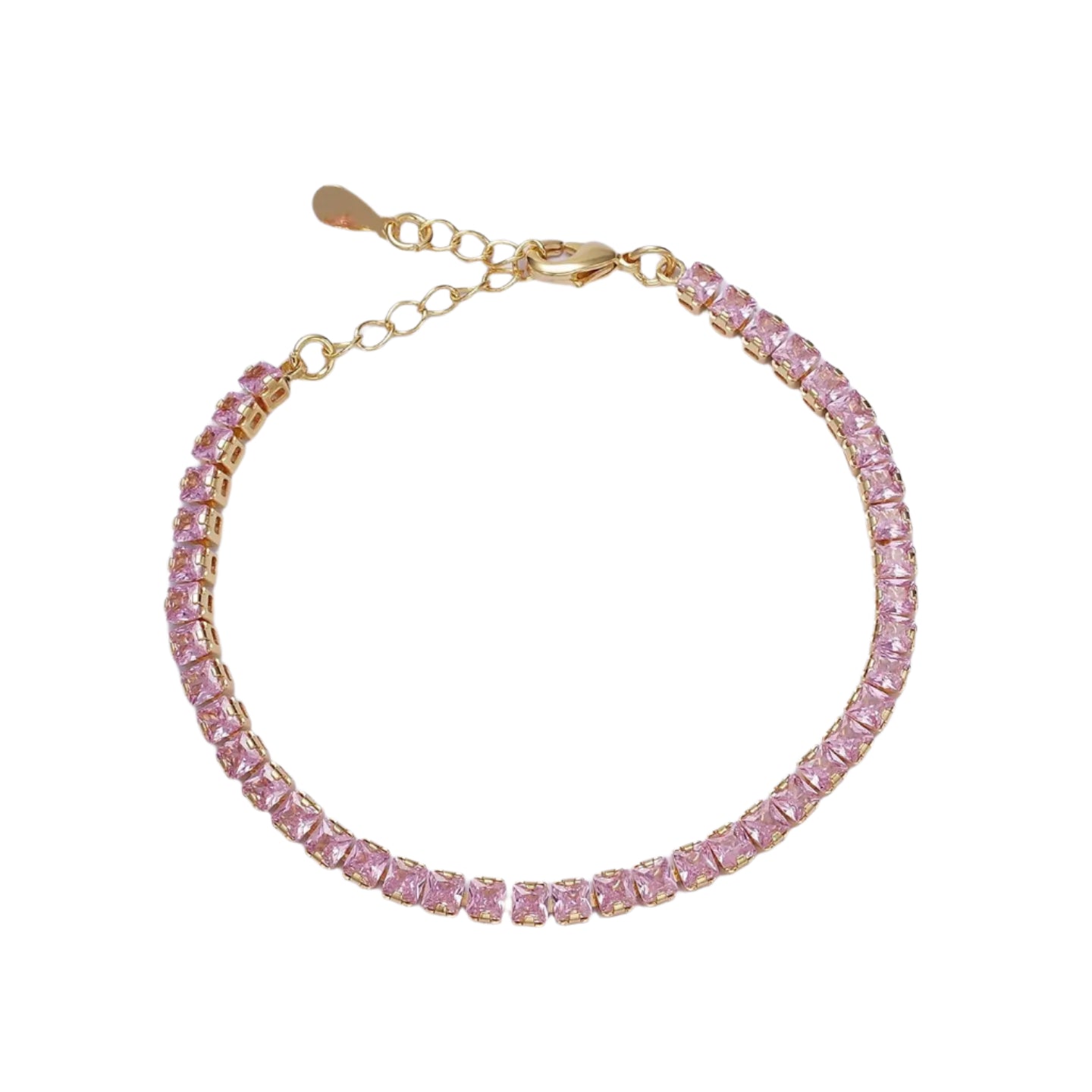 Gold & Pink Tennis Bracelet