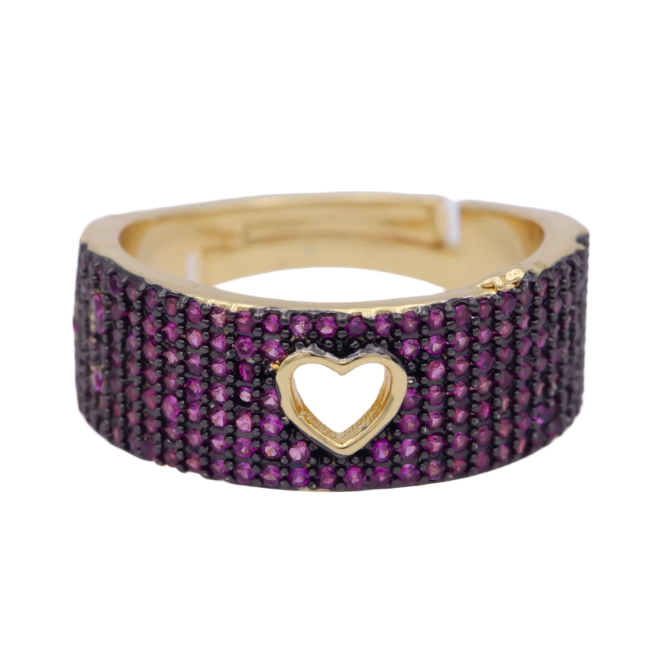 Purple Rhinestone Heart Ring
