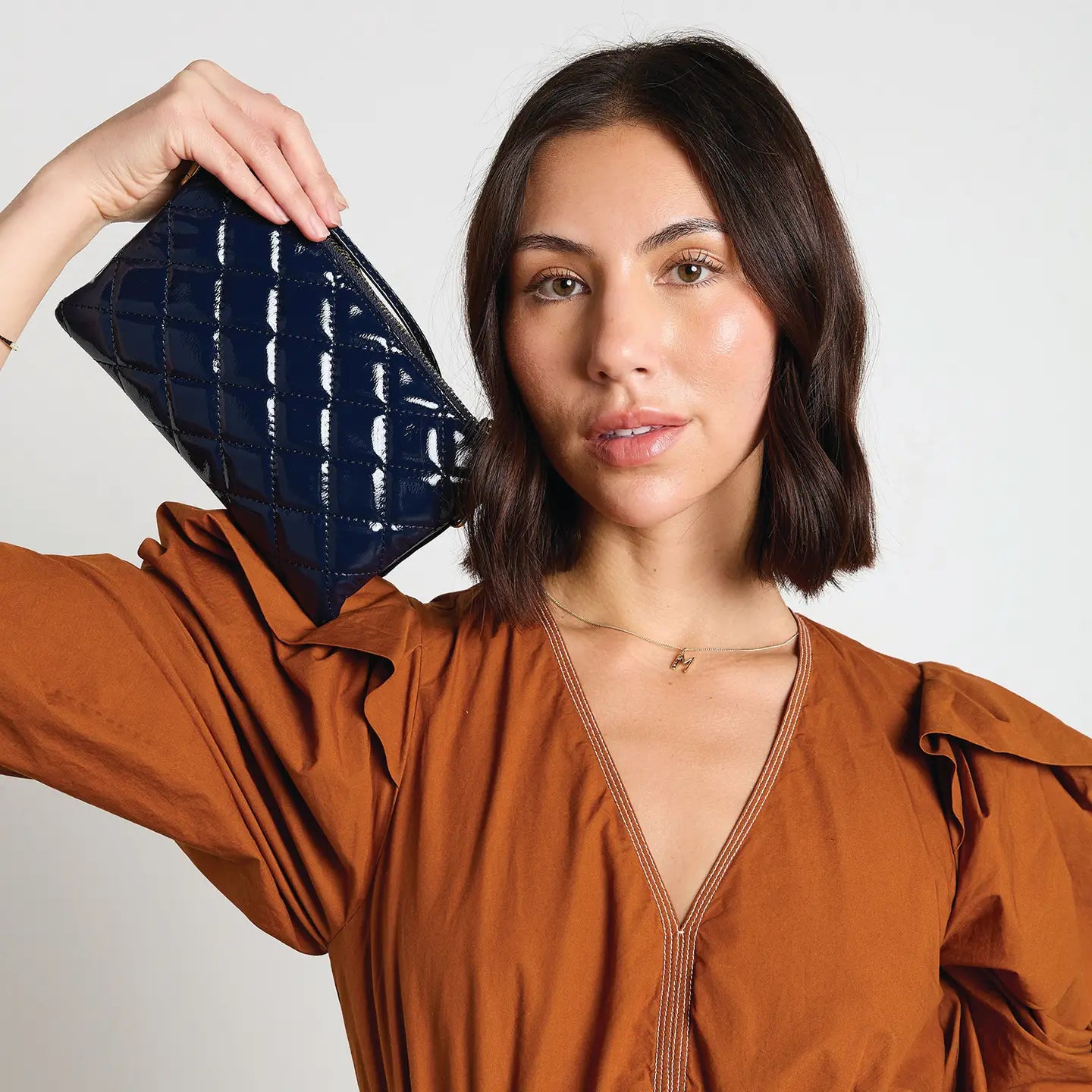 The Glossy Fallon Crossbody/ Wristlet- Navy