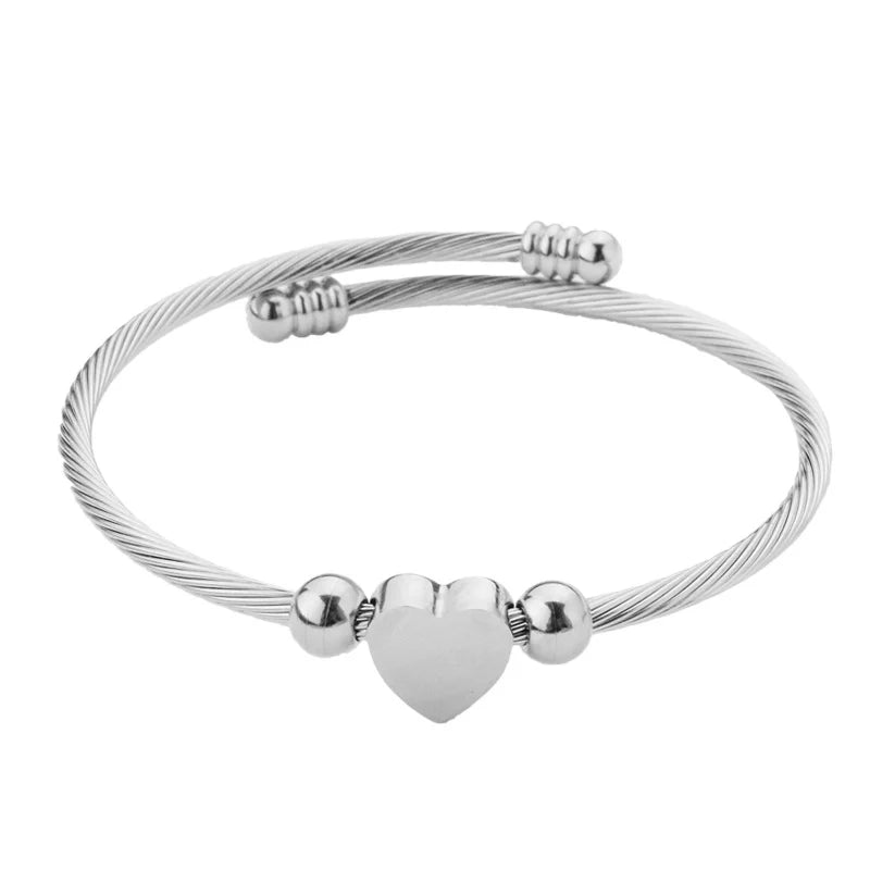 Heart Wrap Around Bracelet- Silver