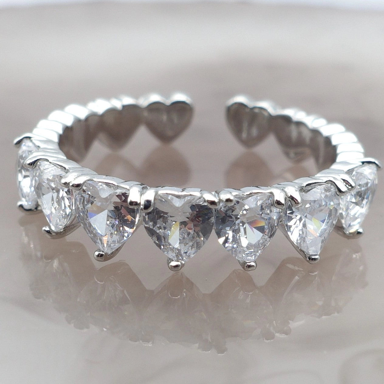 Silver Hearts Eternity Band