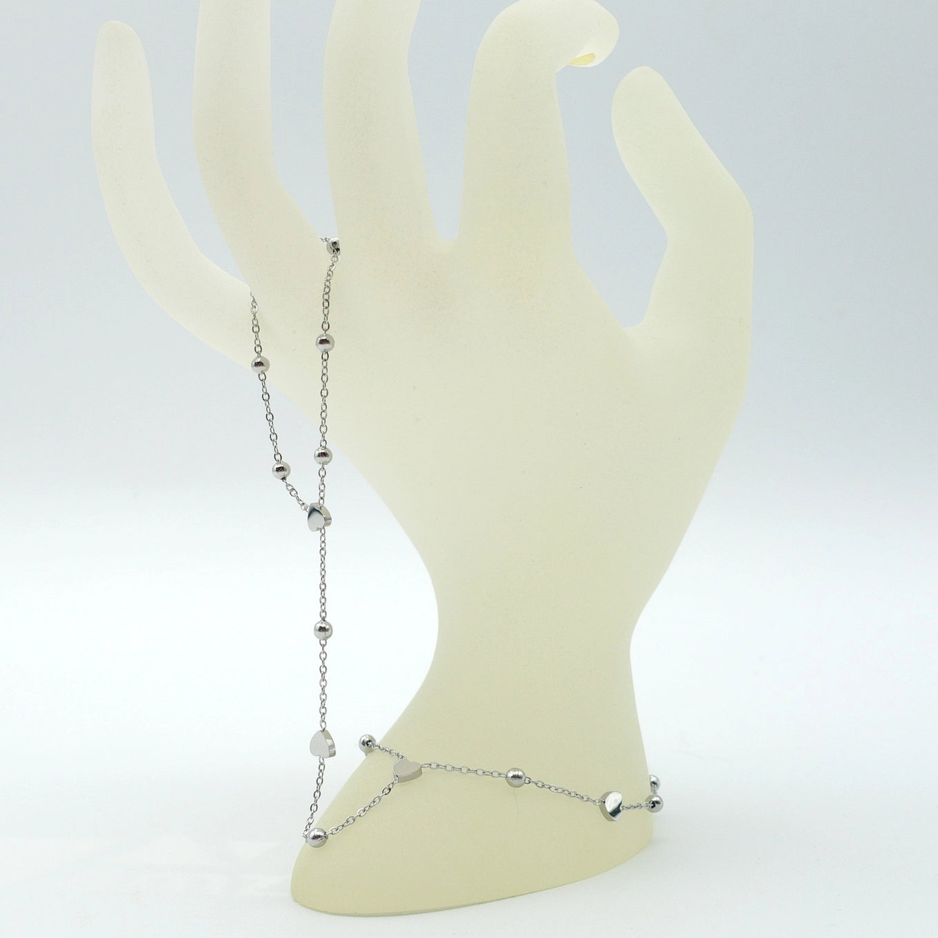 Silver Heart Hand Chain