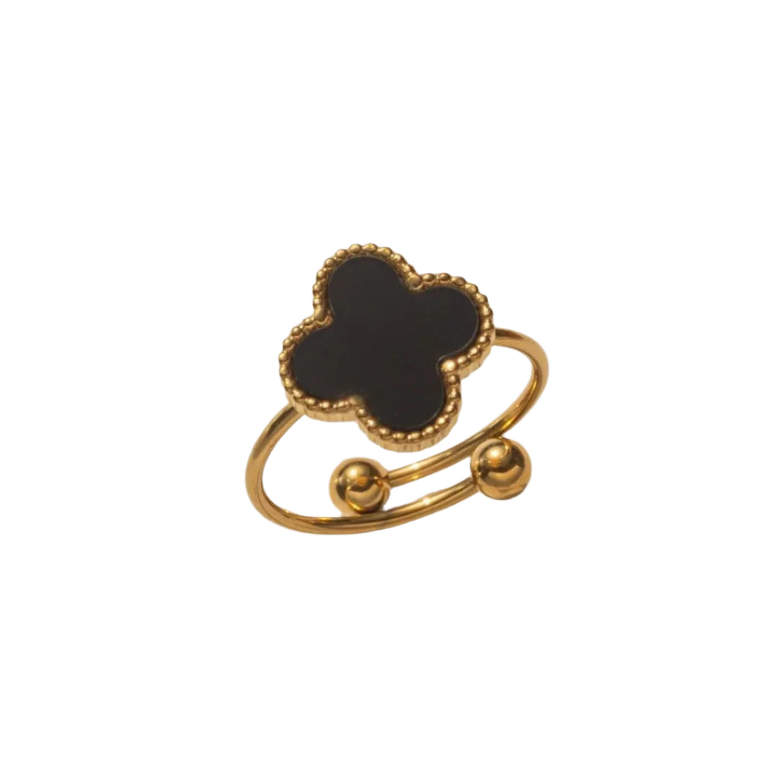 Dainty Clover Ring- Black