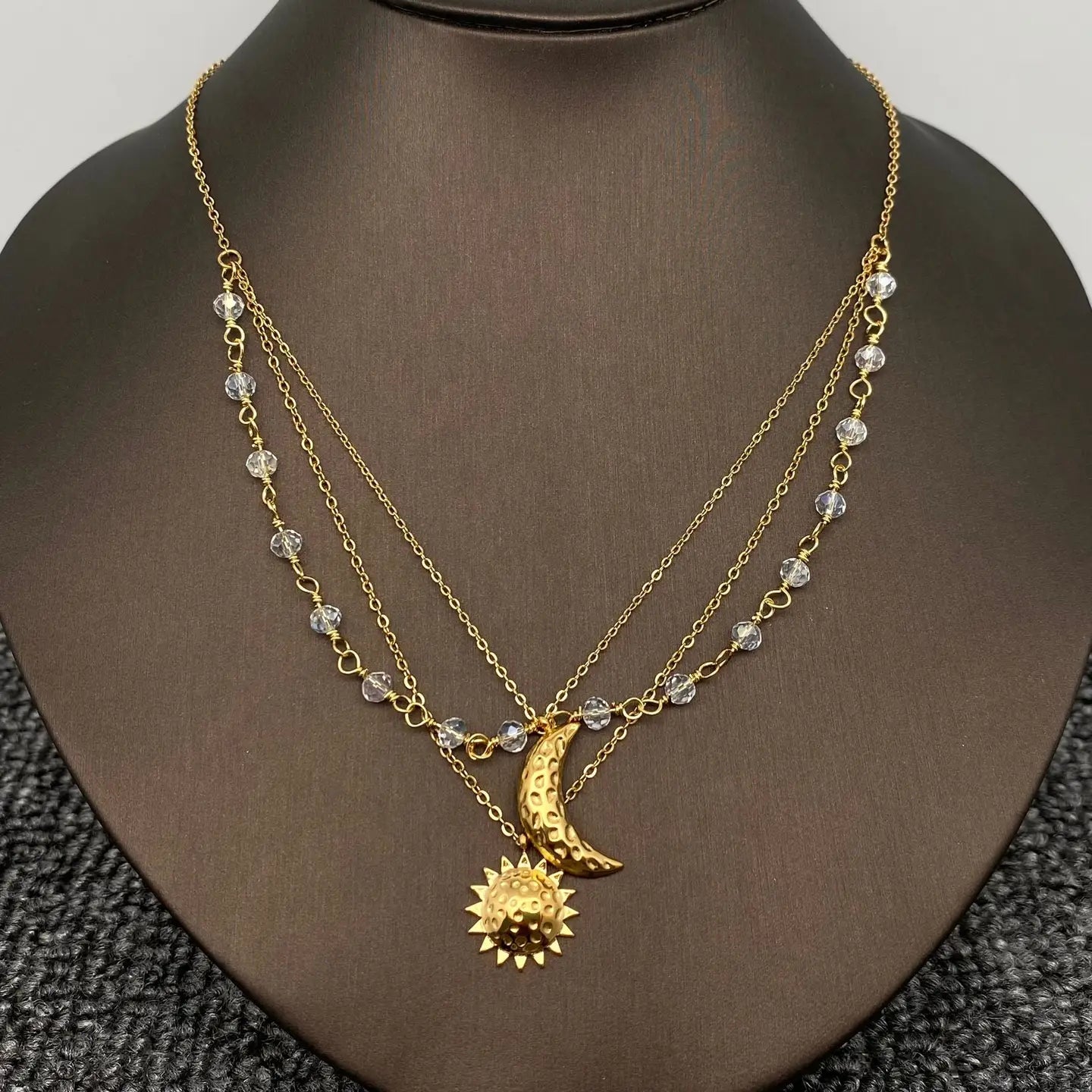 Triple Layer Sun & Moon Necklace