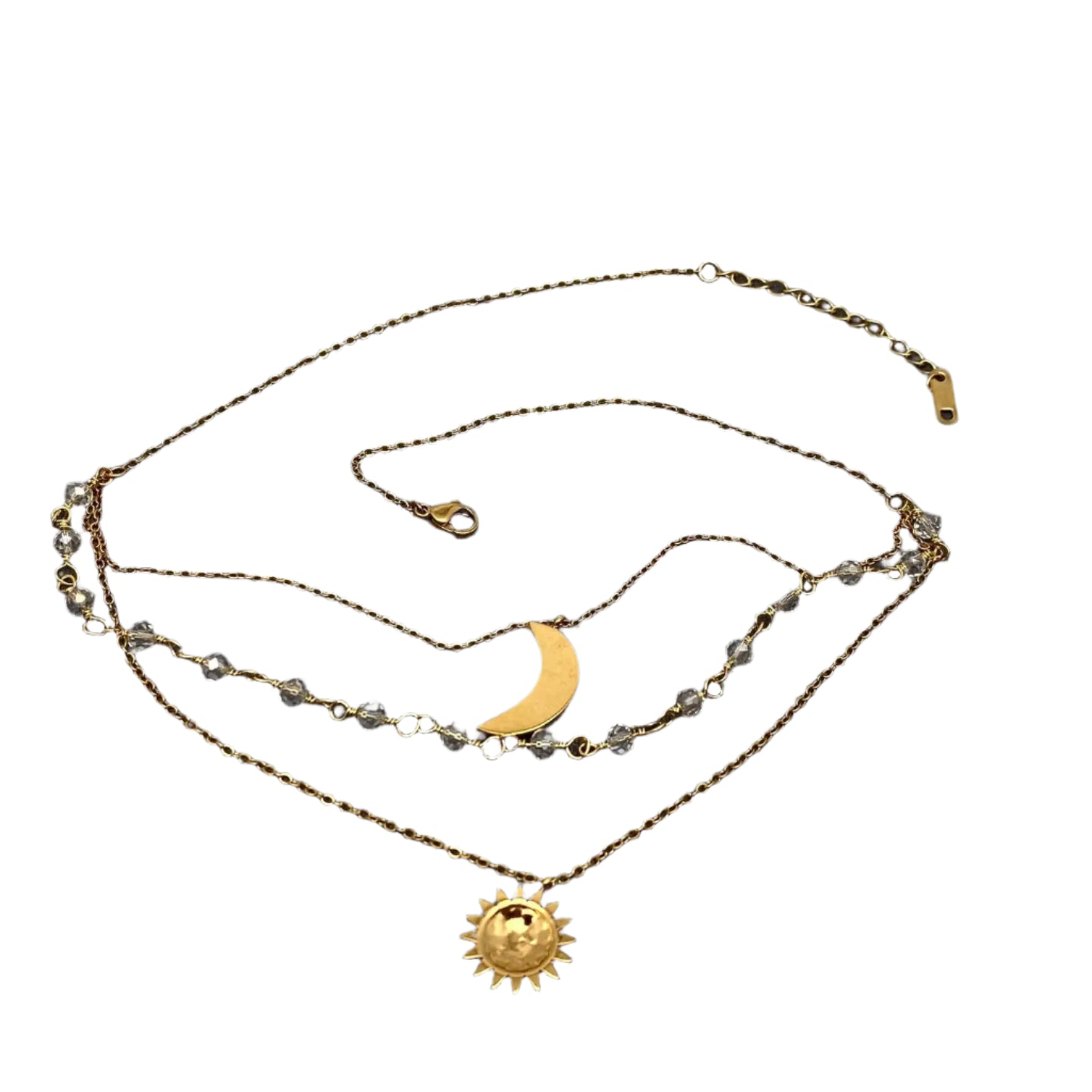 Triple Layer Sun & Moon Necklace