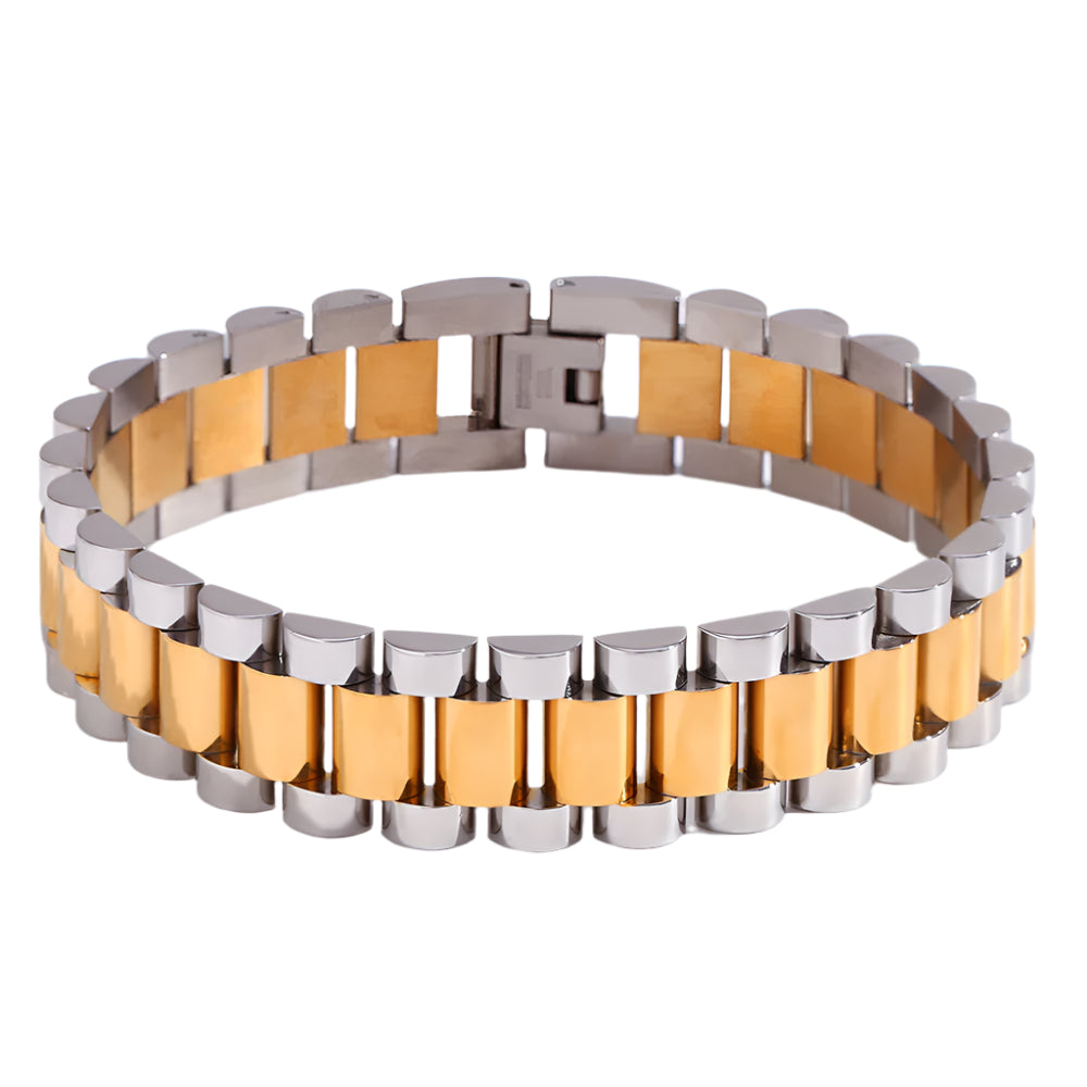 Gold Plated Watch Band Bracelet- Two Toned