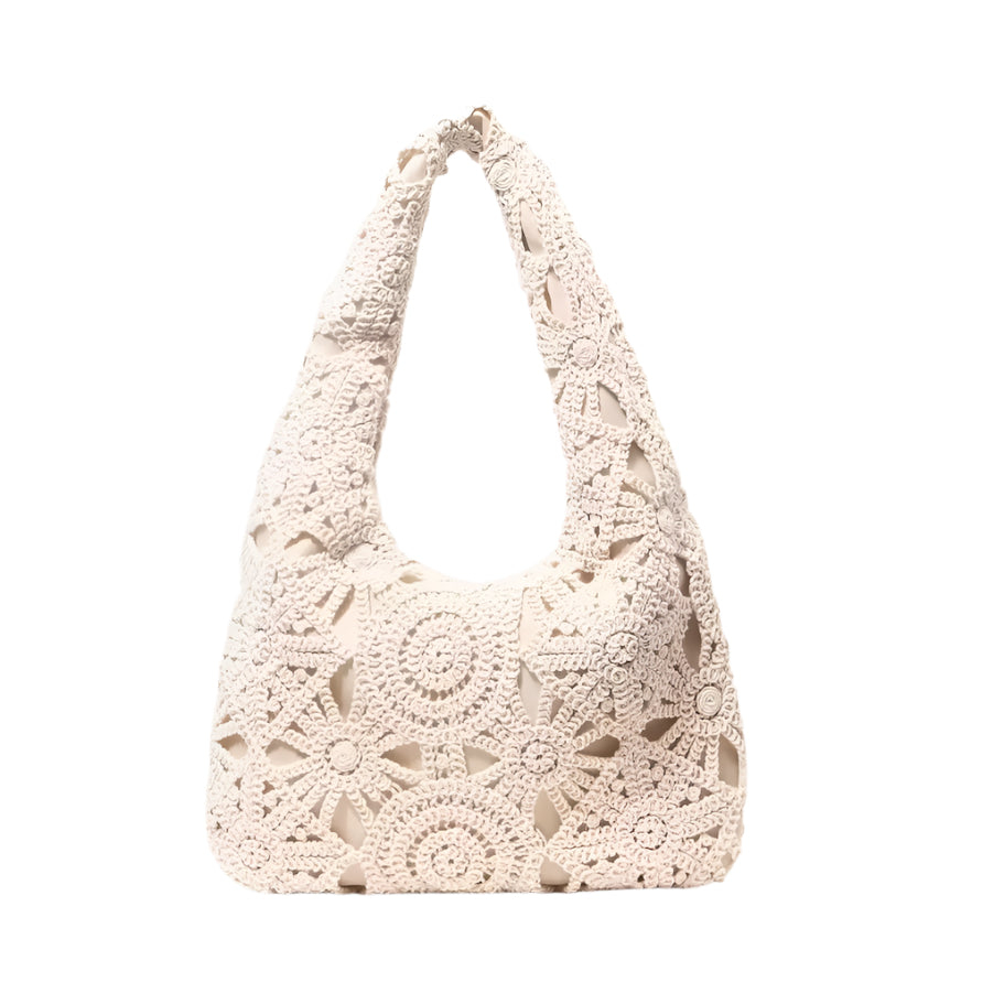 Hamptons Crochet Shoulder Bag- White