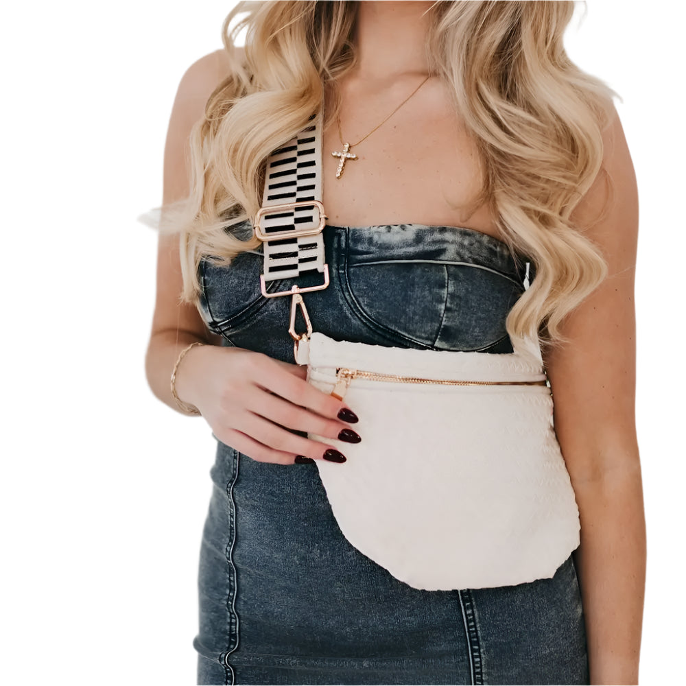 The Westlyn Woven Crossbody Bum Bag- Solid Cream