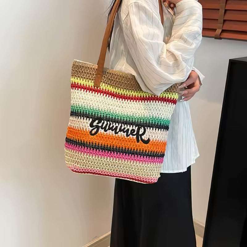 The Embroidered Beach Tote- Tan